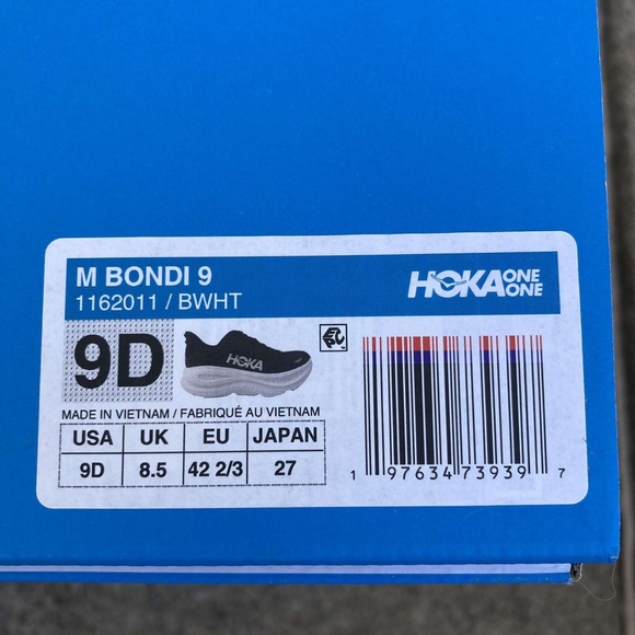 Hoka Bondi 9 - Black and White. Size 9 Mens - Picture 6 of 6
